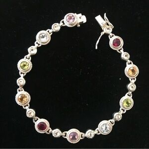 Sparkly Shiny Sterling Silver Multi Gem Bracelet 🎁💙💜💛💚🤍